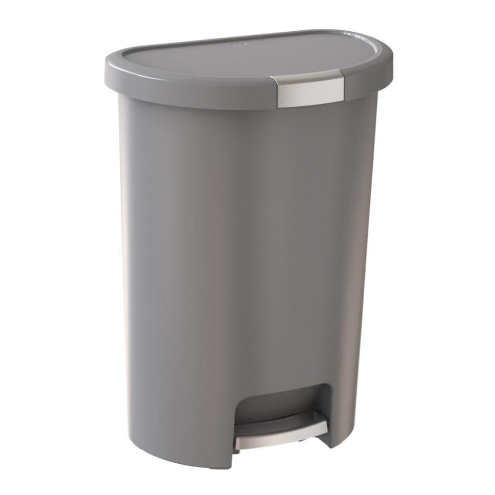 Curver Infinity 45.5 Liter / 13 Gallon Plastic Kitchen Trash Can with Foot Pedal and Locking Lid - Perfect for Household Use Indoor for Garbage Disposal or Recycling, Grey