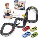 Slot Car Race Track Set, Battery or Electric Race Car Toys for 3 4 5 6+ Year Old Boys Gifts, 4pcs Slot Cars & 23 FT Dual Racing Game Lap Overpass Track, Gifts Toys for Boys Kids Age 6 7 8-12