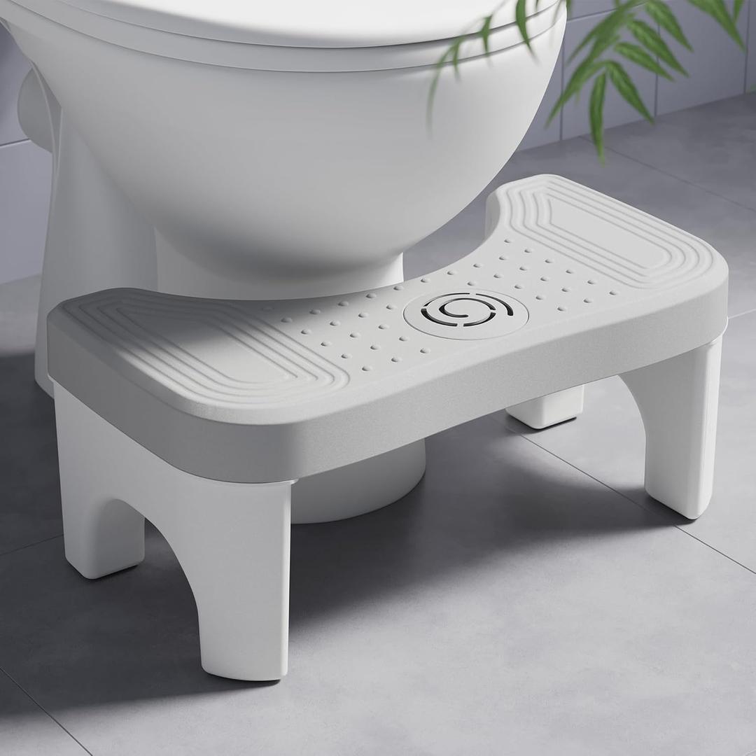 Squatting Toilet Stool for Adults, 7 Inch Poop Stool Squat Adult, Non-Slip Potty Stool for Pooping, Portable Toilet Step Foot Rest for Bathroom, Gray