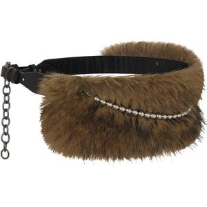 Fur Leather Belt Women Furry Belt Wide Chunky Waist Chain Belts Fashion Accessories for Dresses and Pants (Brown)