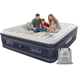 VOSSER King Size Air Mattress with Built-in Pump, 18" Raised, Blow Up Bed