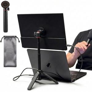 Portable Travel Monitor Stand, Height Adjustable Magnetic Metal Tripod Mount for 15.6'' Portable Monitor, Foldable Vertical Screen Holder Fits 4.7-18.5'' Monitors & Tablets/Smartphones