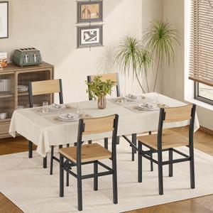 MECHYIN Light Brown Dining Chairs Set of 4, Farmhouse Kitchen Room Chairs
