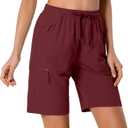 Hugut Women's Lightweight Hiking Cargo Shorts Quick Dry Athletic Shorts Camping Travel Golf Zipper Pockets Water Resistant Size M
