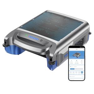 V1T Solar Pool Skimmer, Robotic Pool Surface Skimmer Cleaner with App Control, 7L Large Basket 24/7 Cleaning Smart Obstacle Avoidance Dual Charging Options Ideal for Above Ground Pool Blue