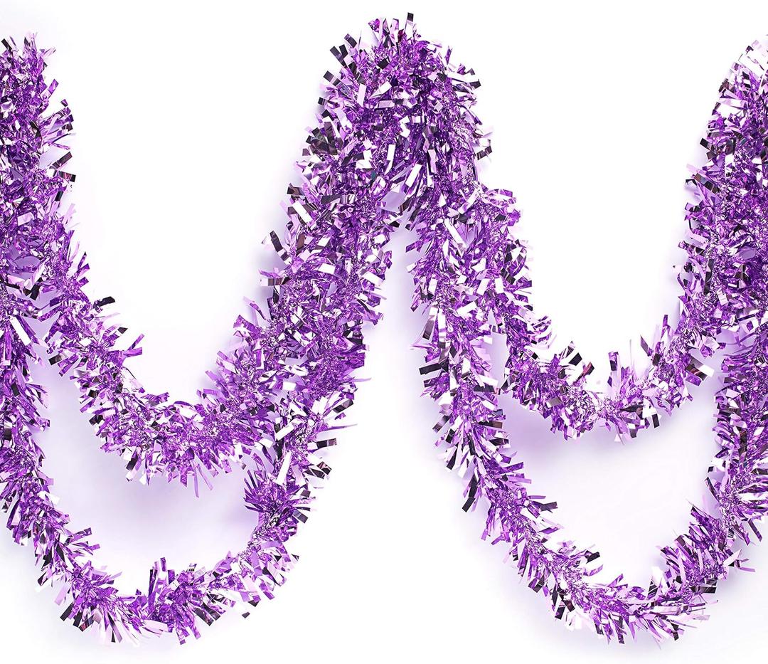 Anderson's Metallic Lavender Tinsel Twist Garland, 25ft Holiday Decoration, Christmas Tree Trim, Parade Float Decor, Party Supplies, Halloween, Graduation, Indoor/Outdoor Event Garland