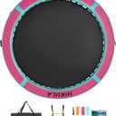 Inflatable Round Floating Ring - Water Hammock Dock, Sunmmer Mat Raft Platform, Sunchill Floating Ring Heavy Duty Floats for Lake and Beach with Water Ladder and Cup Holder,8FT/10FT