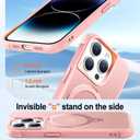 HuwaiH 360 Rotatable Magnetic Ring Stand for iPhone 14 pro max Case, Compatible with MagSafe, Military-Grade Shockproof, Anti-Scratch Matte Translucent Phone Case for iPhone 14 pro max(Pink)