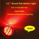NEW SUN Premium 2.5" Round LED Trailer Lights, 13 Red LEDs Side Marker Lights, Clearance Lights Kits with Grommet & 2-Pin Plug - Universal for Trucks, Trailers, Rvs, Camper, 5 Pcs