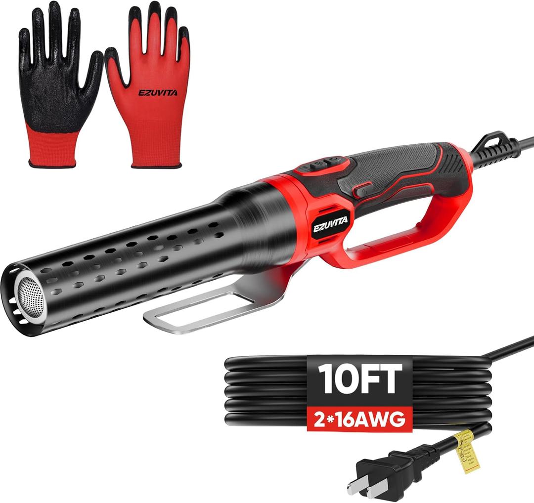 1500W Electric Charcoal Starter with 10ft Cable, 60S Rises to 1100 Fire Lighter with Air Blower for Grill, BBQ, Wood Burning Fireplaces, Chemical Free Heated fire starter with Gloves Included