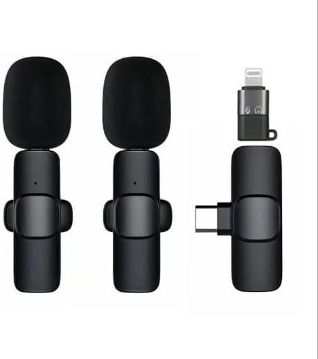 Microphone Wirelessbluetooth Mini Live Streaming Wireless Lavalier Microphone - Noise Reduction, Compatible with Multiple Devices (Type-c+Apple Adapter)