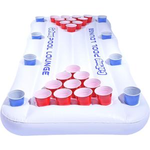 GoPong Pool Lounge Beer Pong Inflatable with Social Floating, White (6')