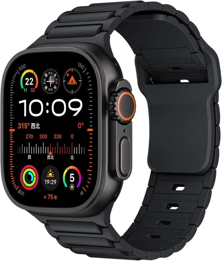Sport Band for Apple Watch Bands for Men 44mm 45mm 49mm 42mm,Soft Silicone Replacement Strap Wristbands Compatible with iWatch Series 11 10 9 8 7 6 5 4 3/SE 2nd/Ultra 2/3 49 mm