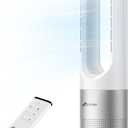 Zicooler Bladeless Fan for Bedroom, 22" Quiet Oscillating Tower Fan with Remote, 8 Speeds, 90 Wide-Angle, 35dB Quiet, 9H Timer, LED Display, Compact Bladeless Tower Fan for Living Room Office Kitchen (White + Silver)