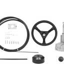15 FT Boat Control Cable Outboard Rotary Steering System Kit With 12.5 Inches Wheel - Durable Marine Replacement for Mechanical/Manual Steering of Yachts, Fishing Boats