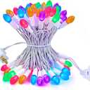 BOHON Easter Lights String 50 LED 17FT Multi Color Christmas Lights White Wire Pastel String Lights Plug in for Bedroom Indoor Patio Wreath Carnival Easter Decorations Outdoor, Waterproof (Yellow Green Blue Pink and Purple)