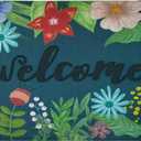 CHICHIC Welcome Door Mat 17x 30 Inch Front Door Mat Outdoors for Home Entrance Outdoors Mat for Outside Entry Way Doormat Entry Rugs, Heavy Duty Non Slip Rubber Back Low Profile, Colorful Flower
