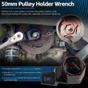 For Honda Crank Pulley Tool 19mm Harmonic Balancer Socket & 50mm Crankshaft Crank Pulley Wrench Holder Removal Holding Spanner Kit For Acura and Honda Engines, Deep Counter-Weighted Socket Tools