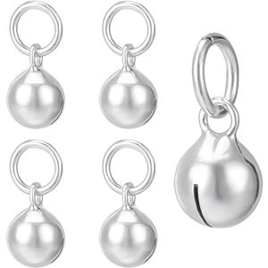 BENECREAT 925 Sterling Silver Bell Charms, Mini Bell Pendant Jewelry Findings with Jump Rings for Christmas Jingle Bell Dangle Jewelry Making (8.8x6mm)