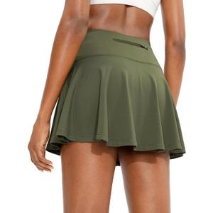 SANTINY Pleated Tennis Skirt for Women with 4 Pockets Women's High Waisted Athletic Golf Skorts Skirts for Running Casual (Army Green)
