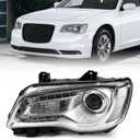 Halogen Headlight Assembly Compatible with Chrysler 300 300C 2015 2016 2017 2018 Headlamp with White Bezel Replacement Left Driver Side LH 68214383AD CH2502269