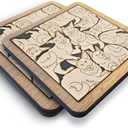 02 German Shepherd Dog Coaster - German Shepherd Dog Puzzle Wooden Coaster Set - Interlocking Jigsaw Drink Mats with Laser-Cut Design