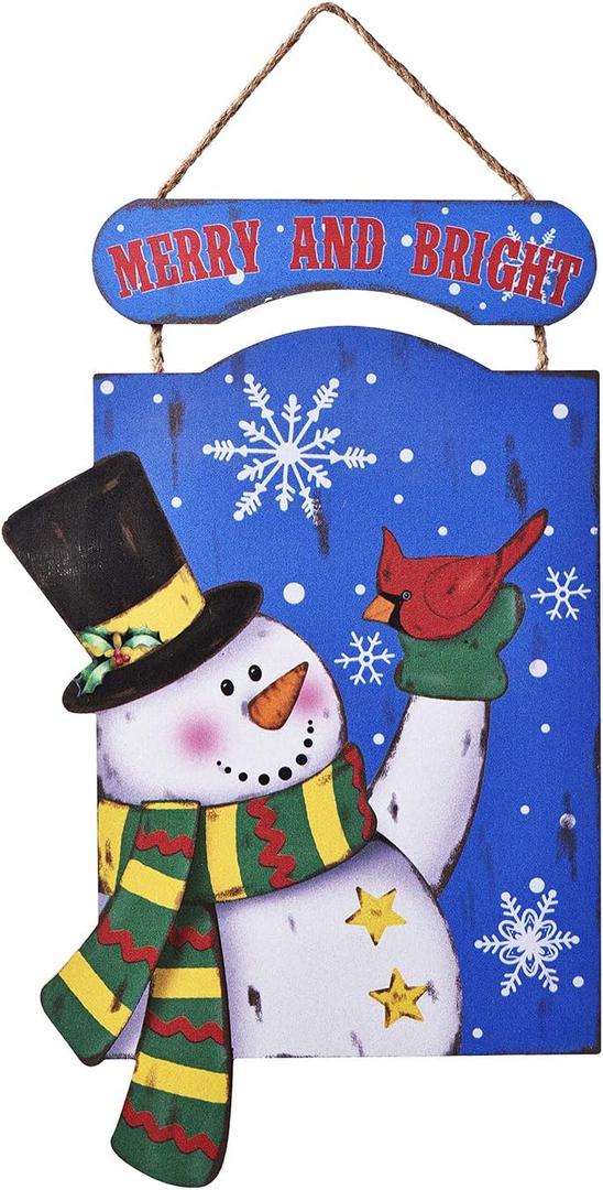 Merry and Bright Christmas Sign,Christmas Hanging Wall Decoration, Snowman Wood Sign,Christmas Holiday Decoration,Funny Christmas Sign, Snowman Wreath Sign, Snowman Signs