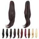 ponytail extension,24" claw clip hair extensions ponytail Long straight Hair Extension Natural Looking Synthetic Hairpiece for Women Dark Brown