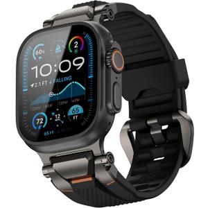 ULTIMAL Compatible with Apple Watch Ultra 3/2/1 band 49mm/46mm/45mm/44mm for Men, Silicone Strap with Durable Stainless Steel Buckle for Apple Watch Ultra 3/2/1 Series 11/10/9/8/7/6/5/4/3/SE3/SE2/SE (Black/Gray)