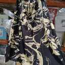 Magritta Women's Print Midi Skirt with Pocket Elastic High Waist 2025 Trendy Black Painting Swing Skirts for Women Medium