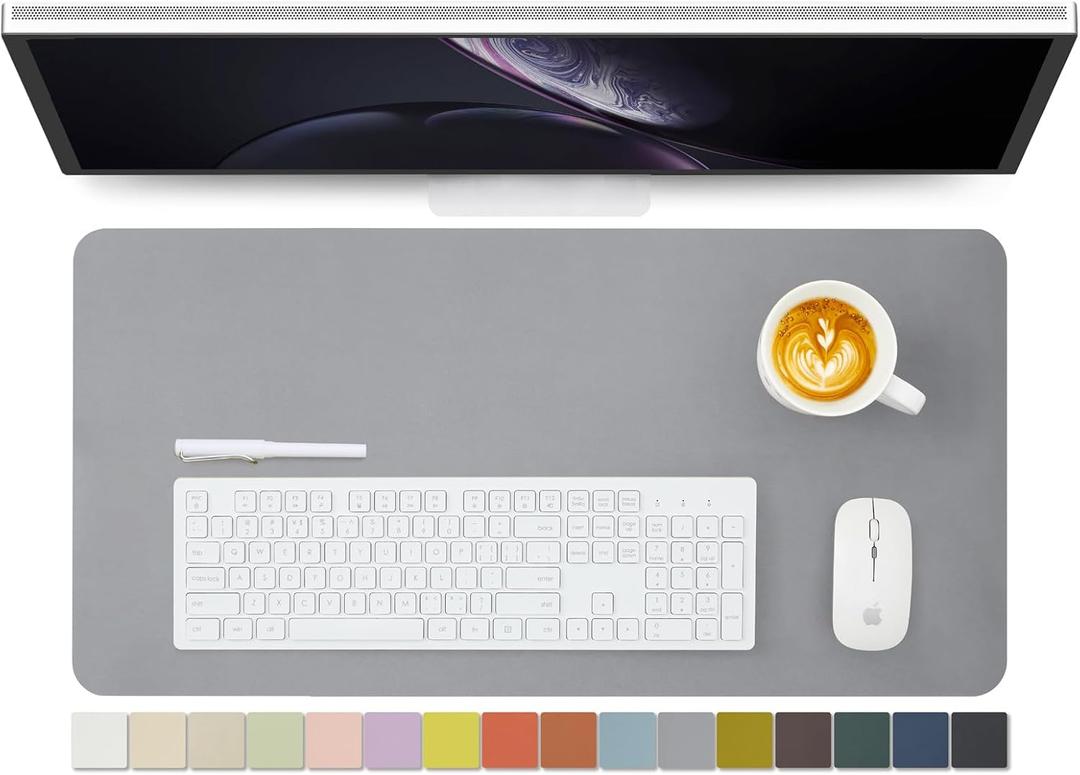 Leather Desk Mat - Non-Slip PU Desk Pad for Office and Home - Desk Organization and Accessories - Ideal for Large Mouse Pad and Desk Mats on Top of Desks (Dark Gray,27.6"x 13.8")