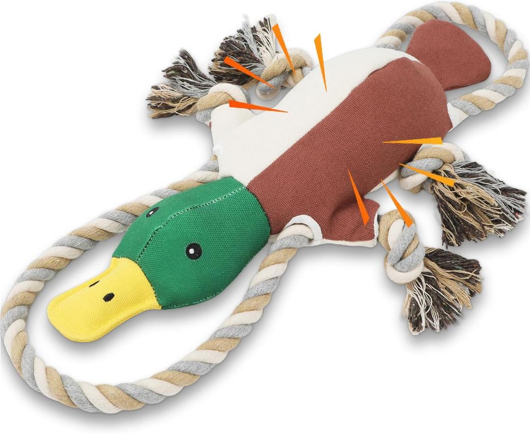 Lesmeet Upgraded Duck Dog Toys for Aggressive Chewers Puppy Toys with Crinkle Paper and Squeaker, Interactive Tug of War Dog Toy for Small, Medium, and Large Breeds (Brown)