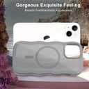 Hualele Magnetic for iPhone 13 & iPhone 14 Case, Compatible with MagSafe, Military Grade Dropproof Translucent Matte Back Cute Curly Wave Edge Slim Phone Case,Grey