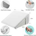Bedluxe Wedge Pillow, 12 inch Bed Wedge Pillow for Headboard, Pillow Wedge for Acid Reflux Relief, Sleeping, After Surgery, Snoring, Gerd, Triangle Pillow Wedge - Cooling Memory Foam Top, White/Grey