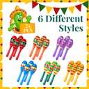 Civaner 24 Pcs Mini Fiesta Maracas for Adults Cinco De Mayo Maracas Mexican Decorations 6 Designs for Mexican Props, 4.92 x 1.38 Inch