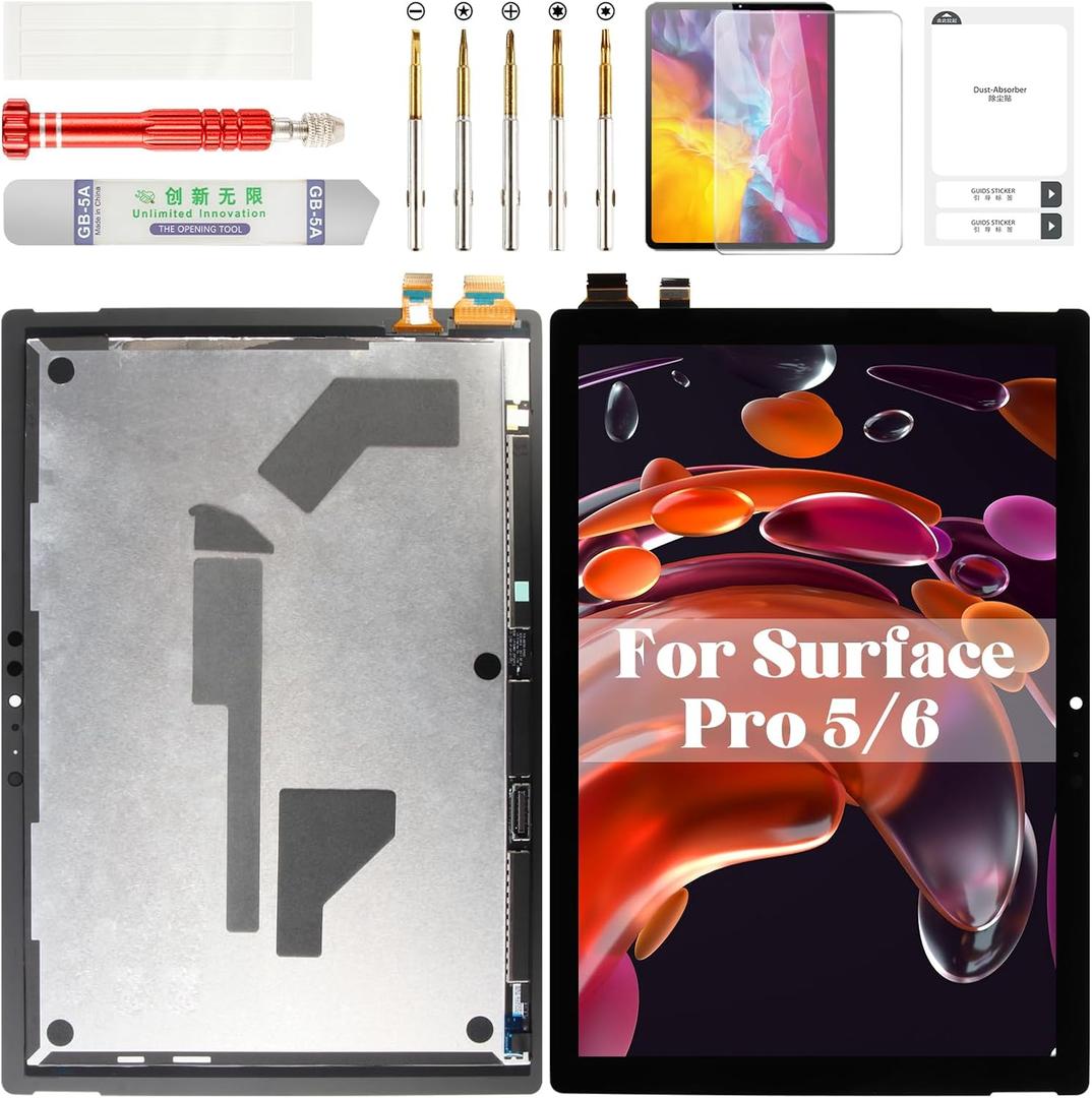 for Microsoft Surface Pro 5 Screen Replacement 1796 for Surface Pro 6 LCD Digitizer Repair Kits for Microsoft Surface Pro 5/6 LP123WQ1 Touch Screen Display Replacement Assembly 12.3" Black