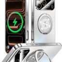 for iPhone 17 Pro Max Case with Spin Magnetic Stand [Integrated Camera Cover] [Fit for MagSafe] Slim Shockproof Protection Phone case with Kickstand 6.9'', Silver