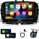 Car Radio for Fiat 500 2016-2019 with Wireless Carplay Android Auto,7 Inch Touch Screen Car Audio Receiver with GPS Navigation/Bluetooth/Mirror Link/WiFi/FM/HiFi/Backup Camera(2G+32G)