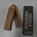 Striking Viking Folding Wooden Comb for Men - Sandalwood Switchblade Beard Comb for Grooming and Styling - Use Dry or With Oils & Balms
