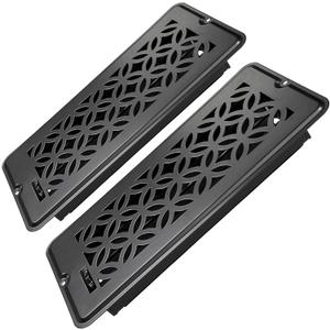 4x10 Vent Covers for Home Floor, Floor Vent Cover, Screws Included, Air Vents, All Steel Heavy Duty Floor Register, Easy Adjustable Air Supply Lever, or Wall Vents (4"X10" Black 2Pack)