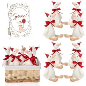 Blueweenly One Silly Goose 1st Birthday Decoration 2 Sets 15.7 Inch Soft Silly Goose Stuffed Animal Hat with Wood Table Decor for Christmas Birthday Party Gift Baby Shower Decoration