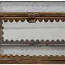 Creative Co-Op Brass and Glass Display Box with Scalloped Edges, Antique Finish (3" Square x 1-3/4"H)