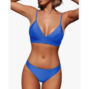 CUPSHE Women Bikini Set Solid Color Sexy Triangle Two Piece Swimsuit M