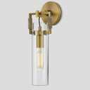 Modern Gold Glass Wall Sconces,15'' Knurled Brass Sconce, Bathroom Wall Sconce, Gold Bathroom Vanity Lights, for Living Room, Bedrooms, Fireplace, Staircases, Include Bulb, Gold 1Pack