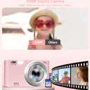 Digital Camera,Upgraded FHD 4K Pink Digital Camera for Teens Girls,Compact Digital Cameras with 64GB Memory Card,2 Batteries,Small Camera with 16X Autofocus Digital Zoom for Vlogging