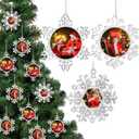 Soaoo 15 Pcs 2025 Metal Christmas Photo Frame Ornament Bulk Silver Snowflake Tree Picture Frame Ornament Double-Sided for Christmas Tree Hanging Xmas Home Indoor Outdoor Decorations Keepsake Gifts