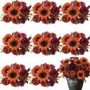 ASTRYAS 8Pcs Artificial Sunflowers Flowers, Fall Flowers Silk Sunflowers Fake Peonies Bouquet for Indoor Outdoor Wedding Home Garden Table Centerpieces Autumn Decor