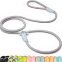 Durable Slip Leads for Dogs, Heavy Duty Strong Rope Slip Leash for Large, Medium Dogs No Pull Training Leashes (Blue with Orange Dots, 3/8" x 6 FT (0~30 lbs.))