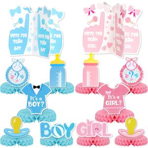 Baby Gender reveal Honeycomb Centerpieces, KSKSPE 12Pcs baby gender reveal Party Table Centerpieces baby gender reveal Decorations baby gender reveal Theme Party Table Decoration for baby Supplies