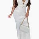 Womens Sexy Sleeveless Lace Up Ruffles Ribbed Bodycon Party Clubwear Dress, S